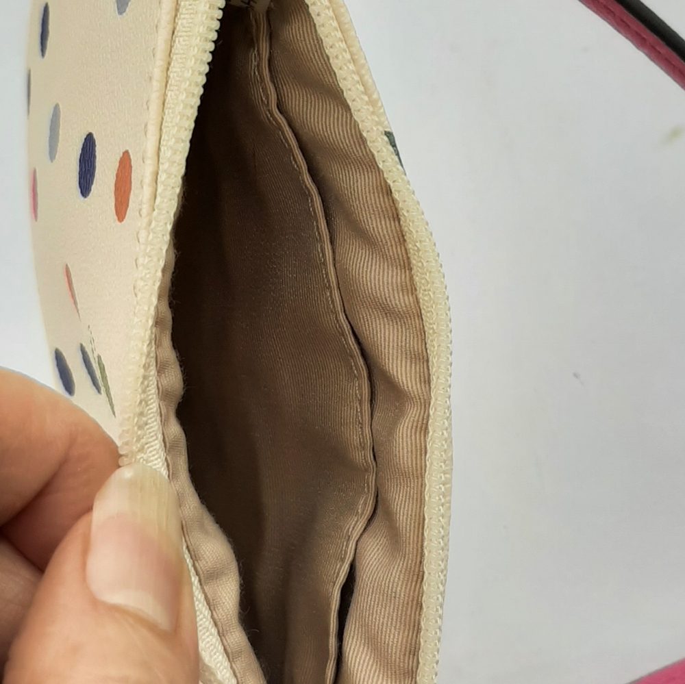 Coach Corner Wristlet Wallet Cream Pink Polka Dot Pouch Small Logo Leather - Picture 8 of 8